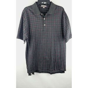 Peter Millar Plaid‎ Short Sleeve Golf Polo Shirt Multicolored Cotton Mens Large